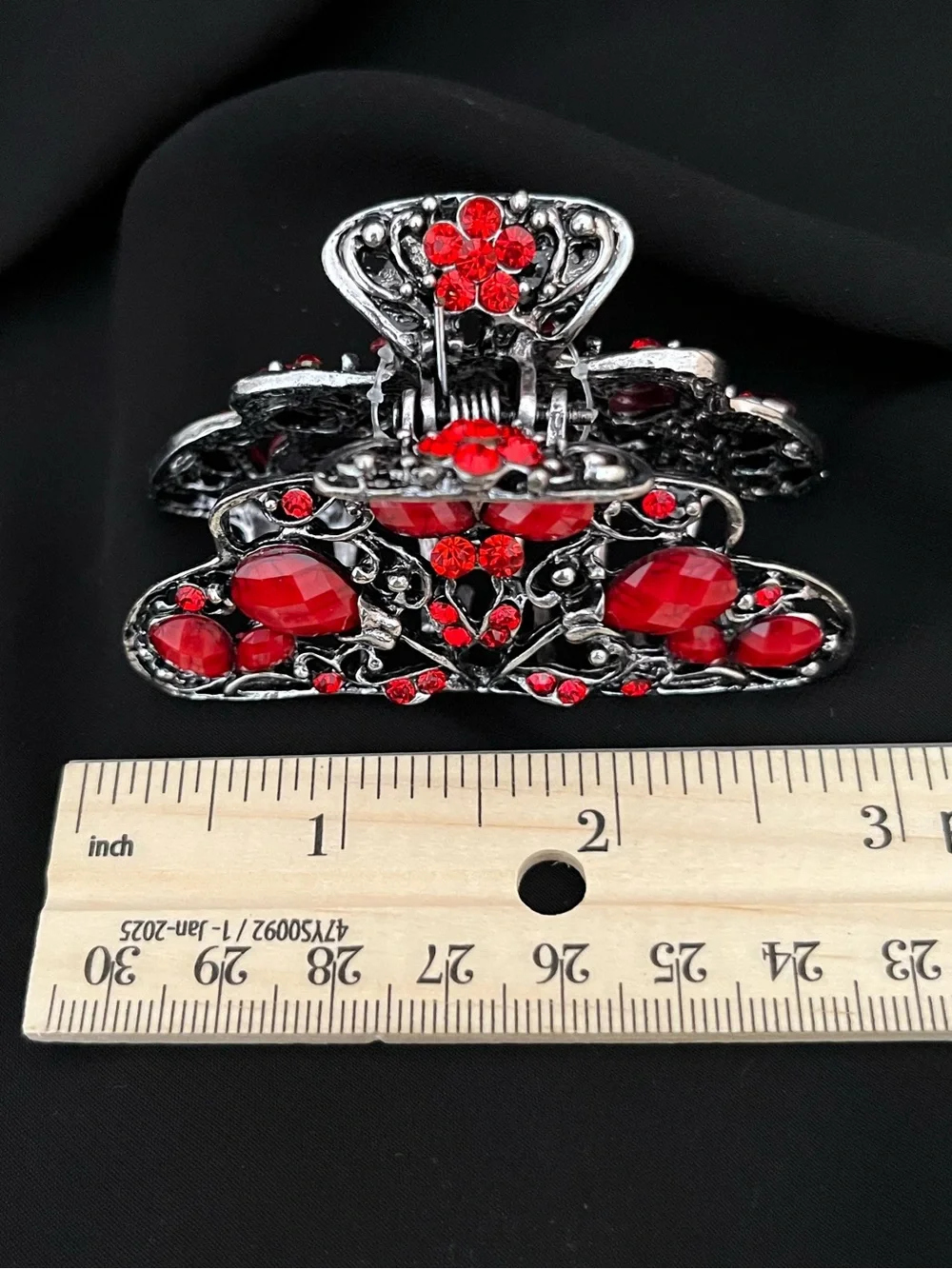 Red Jeweled Hair Claw Clip